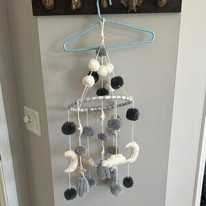 Mudpie Gray and White Pom Pom Mobile